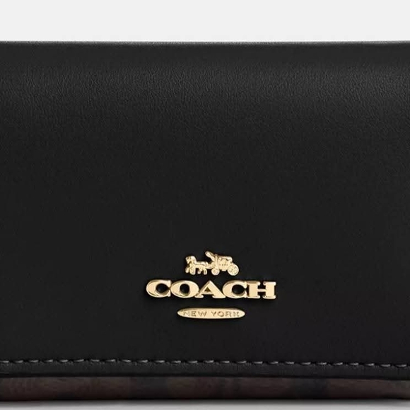 Coach Black Leather Wallet with Gold Accents - Picture 1 of 5